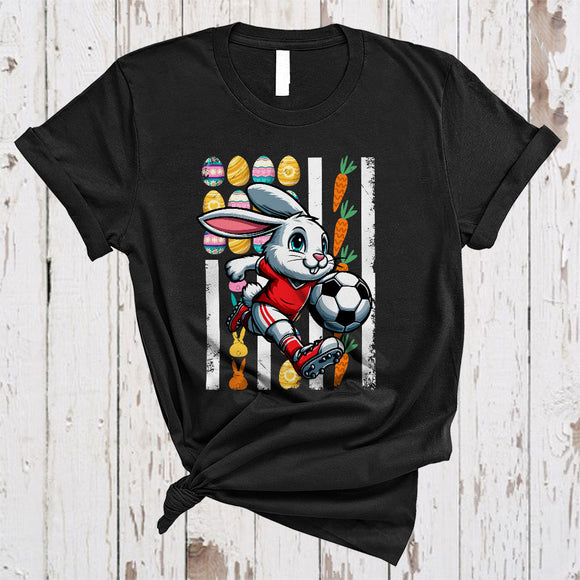 MacnyStore - Easter Bunny Playing Soccer, Amazing Easter Day US Flag Eggs Hunt, Sport Player Team T-Shirt