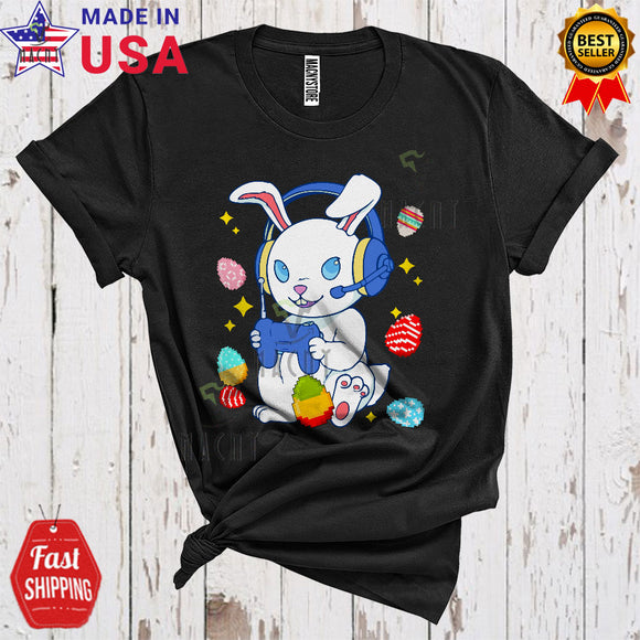 MacnyStore - Easter Bunny Playing Video Games Cool Happy Easter Day Bunny Gaming Gamer Lover T-Shirt