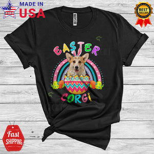 MacnyStore - Easter Corgi Cool Cute Easter Day Bunny Corgi In Easter Egg Rainbow Lover T-Shirt