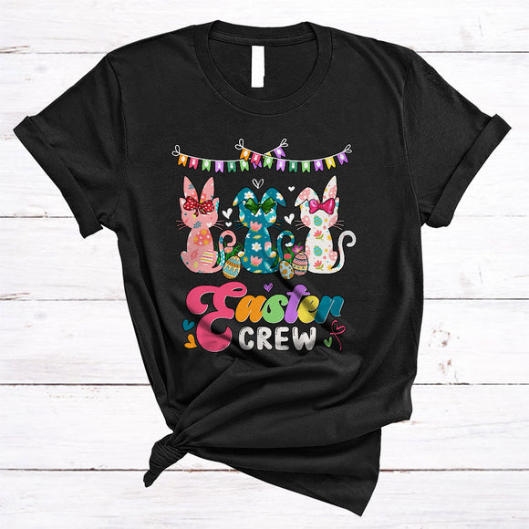 MacnyStore - Easter Crew, Lovely Easter Day Three Flowers Cat, Matching Egg Hunting Family Group T-Shirt