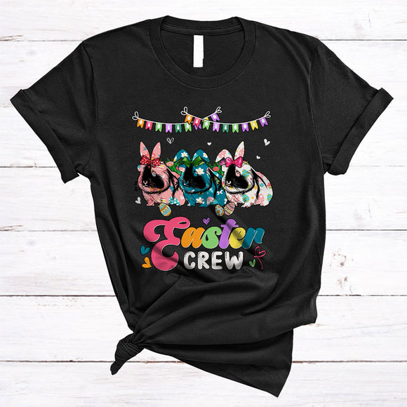 MacnyStore - Easter Crew, Lovely Easter Day Three Flowers Guinea Pig, Matching Egg Hunting Family Group T-Shirt