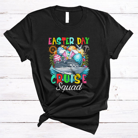 MacnyStore - Easter Day Cruise Squad, Colorful Easter Eggs Bunny Captain Cruise Ship, Eggs Hunting Group T-Shirt