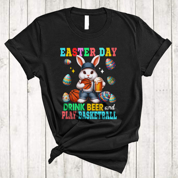 MacnyStore - Easter Day Drink Beer And Play Basketball, Lovely Easter Bunny Drinking Drunker, Sport Player Team T-Shirt