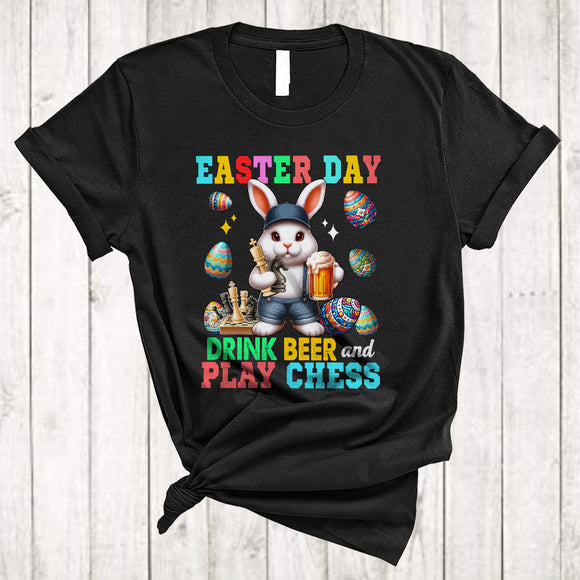 MacnyStore - Easter Day Drink Beer And Play Chess, Lovely Easter Bunny Drinking Drunker, Sport Player Team T-Shirt