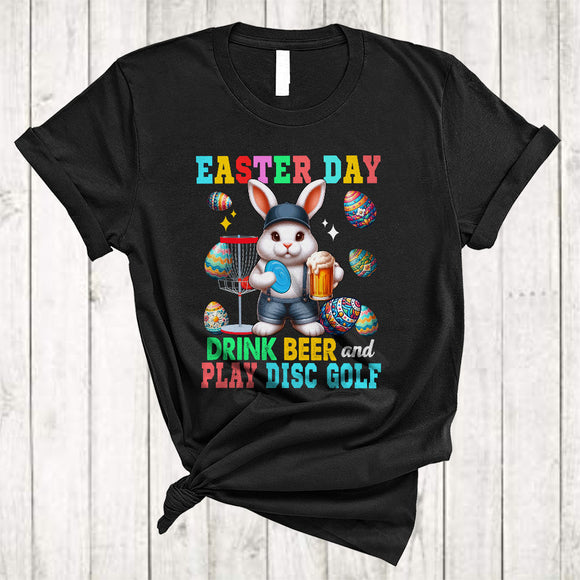 MacnyStore - Easter Day Drink Beer And Play Disc Golf, Lovely Easter Bunny Drinking Drunker, Sport Player Team T-Shirt