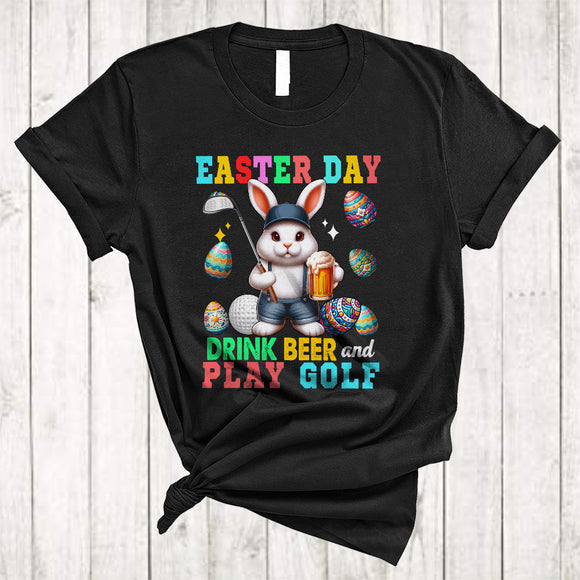 MacnyStore - Easter Day Drink Beer And Play Golf, Lovely Easter Bunny Drinking Drunker, Sport Player Team T-Shirt