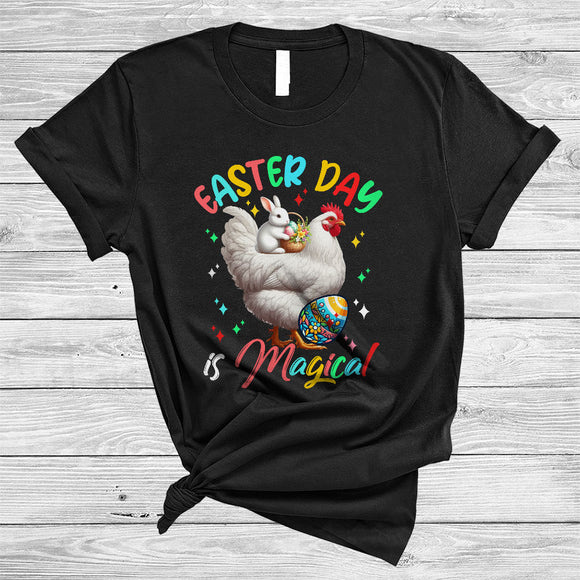 MacnyStore - Easter Day Is Magical, Awesome Easter Day Bunny Riding Chicken Lover, Family Egg Hunt Group T-Shirt