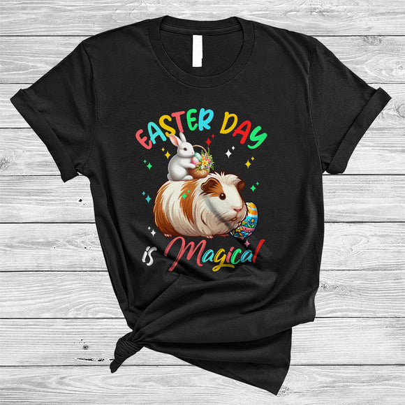 MacnyStore - Easter Day Is Magical, Awesome Easter Day Bunny Riding Guinea Pig Lover, Family Egg Hunt Group T-Shirt