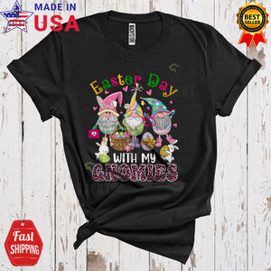 MacnyStore - Easter Day With My Gnomies Cute Funny Easter Day Hearts Three Nurse Gnomes Matching Group T-Shirt