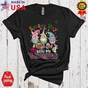 MacnyStore - Easter Day With My Gnomies Cute Funny Easter Day Hearts Three Principal Gnomes Matching Group T-Shirt