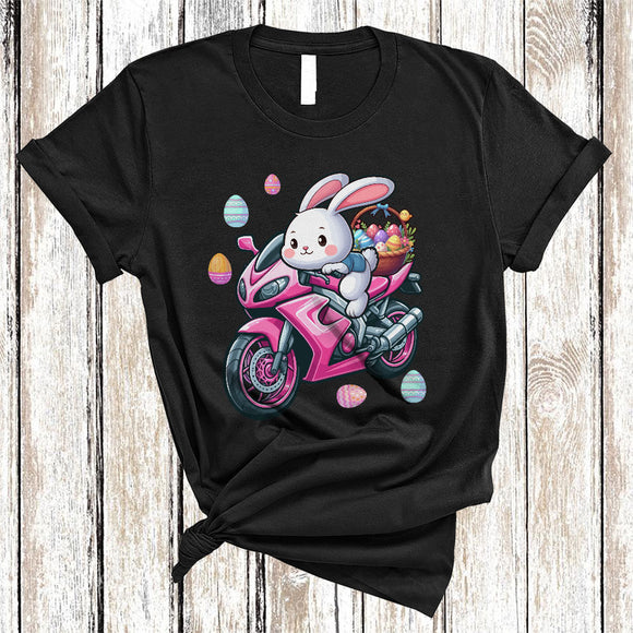 MacnyStore - Easter Egg Bunny Riding Motorbike, Awesome Easter Day Bunny Hunting Eggs, Family Group T-Shirt