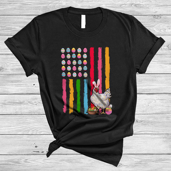 MacnyStore - Easter Eggs American Flag Bunny Chicken, Amazing Easter Day US Flag, Patriotic Family Group T-Shirt
