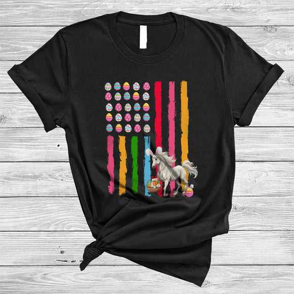 MacnyStore - Easter Eggs American Flag Bunny Horse, Amazing Easter Day US Flag, Patriotic Family Group T-Shirt