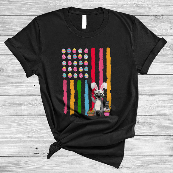 MacnyStore - Easter Eggs American Flag Bunny Raccoon, Amazing Easter Day US Flag, Patriotic Family Group T-Shirt