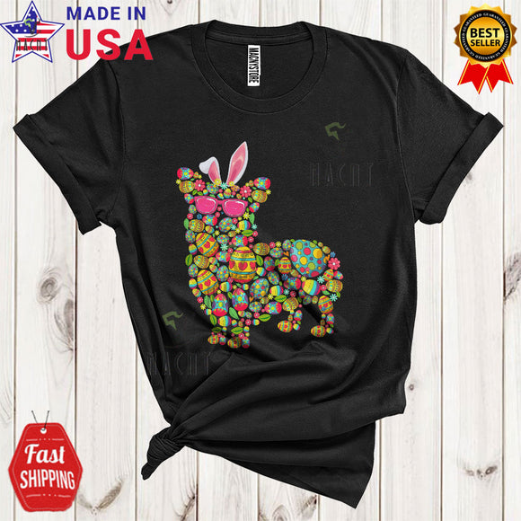 MacnyStore - Easter Eggs Bunny Corgi Dog Shape Cute Cool Easter Day Egg Hunt Matching Dog Lover T-Shirt