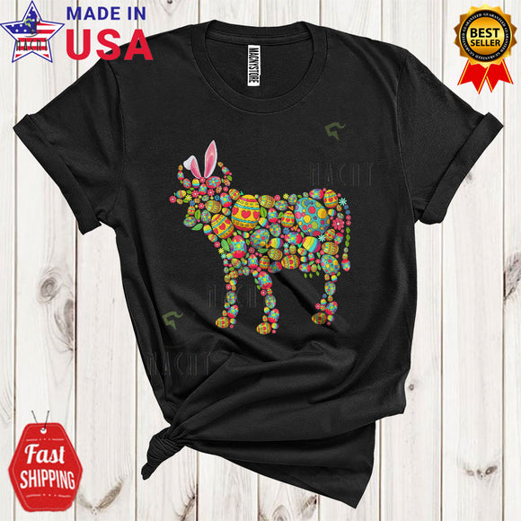 MacnyStore - Easter Eggs Bunny Cow Shape Cute Cool Easter Day Egg Hunt Matching Cow Farmer Lover T-Shirt