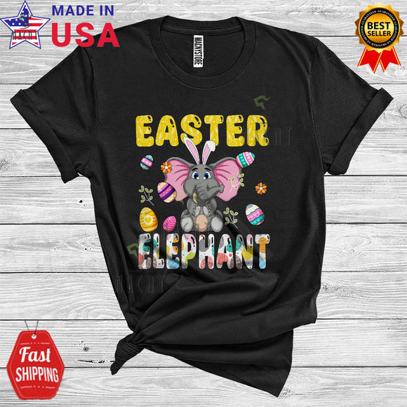MacnyStore - Easter Elephant Cool Cute Easter Egg Hunt Bunny Elephant Wild Animal Floral Family Group T-Shirt