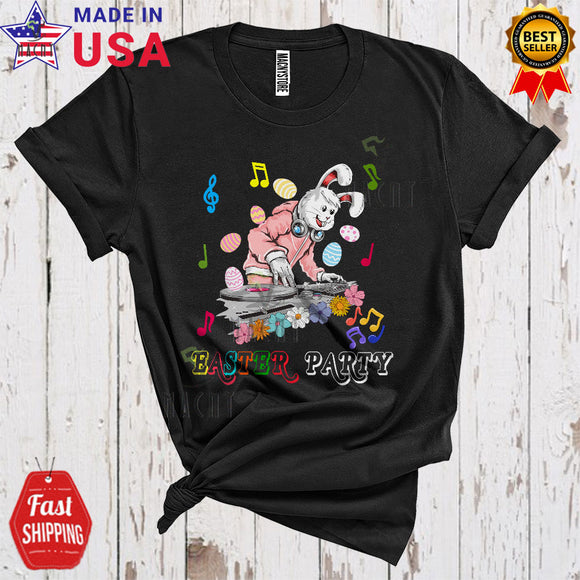 MacnyStore - Easter Party Cool Cute Easter Day Flowers Matching Bunny DJ Dancing Music Lover T-Shirt
