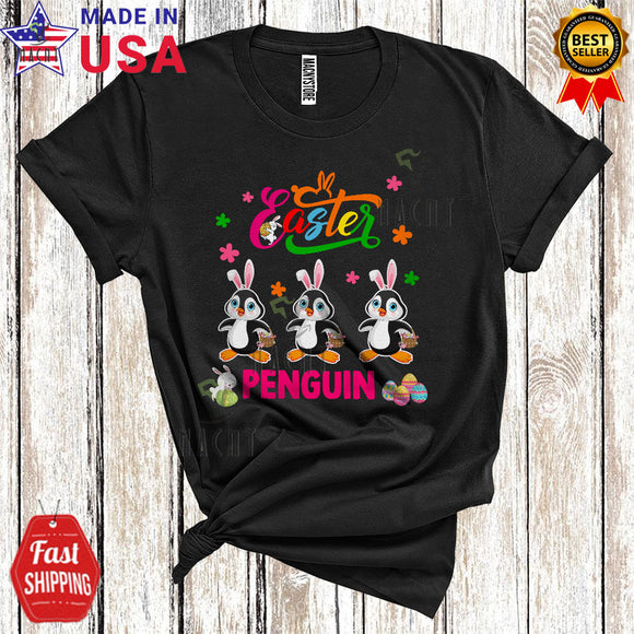 MacnyStore - Easter Penguin Cool Cute Easter Day Bunny Sea Animal Lover Matching Family Group T-Shirt