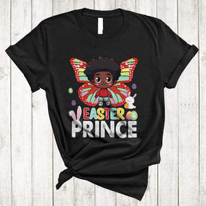 MacnyStore - Easter Prince, Lovely Easter Day Black Afro Boy Butterfly, Pride African American Family Group T-Shirt