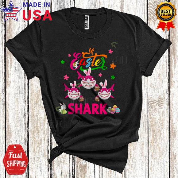 MacnyStore - Easter Shark Cool Cute Easter Day Bunny Sea Animal Lover Matching Family Group T-Shirt