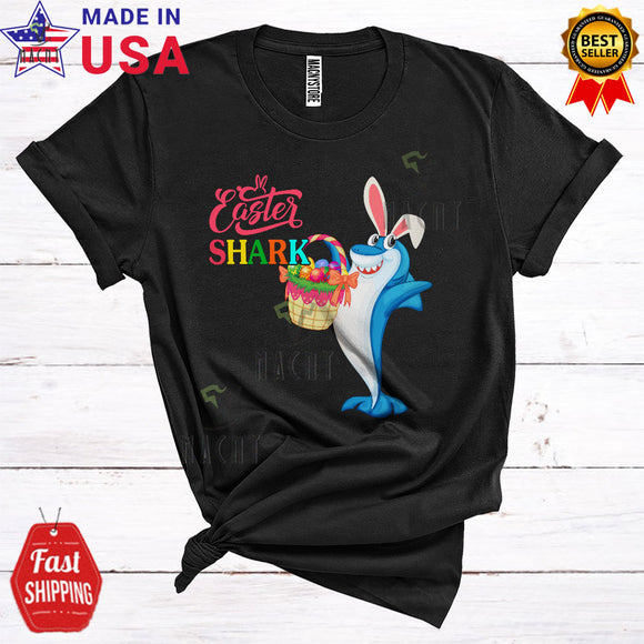 MacnyStore - Easter Shark Funny Cool Easter Day Bunny Shark Dabbing Lover Matching Animal Egg Hunting Group T-Shirt