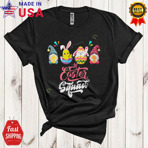 MacnyStore - Easter Squad Cool Funny Easter Day Gnomes Bunny Chick In Easter Eggs Family Group T-Shirt