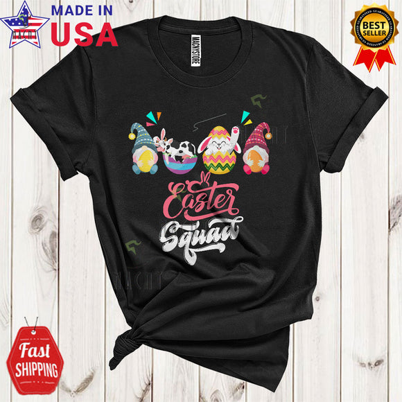 MacnyStore - Easter Squad Cool Funny Easter Day Gnomes Bunny Cow In Easter Eggs Farmer Family Group T-Shirt