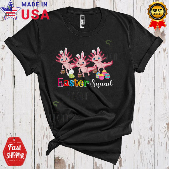 MacnyStore - Easter Squad Cool Funny Easter Day Three Bunny Axolotls Hunting Easter Eggs Lover T-Shirt