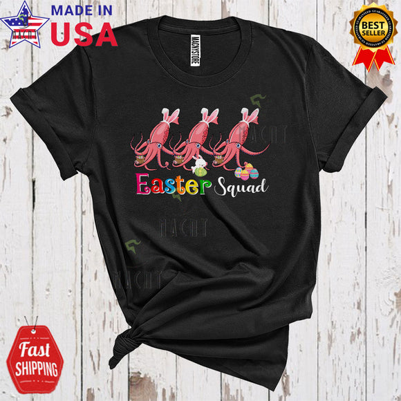 MacnyStore - Easter Squad Cool Funny Easter Day Three Bunny Squids Hunting Easter Eggs Lover T-Shirt