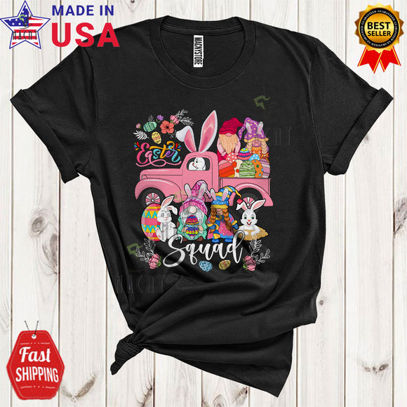 MacnyStore - Easter Squad Cute Cool Easter Day Bunny Riding Pickup Truck Egg Hunt Gnomes Matching Family Group T-Shirt