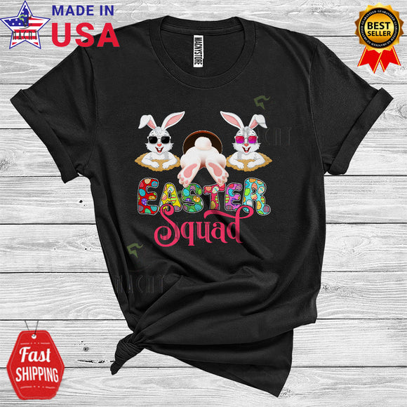 MacnyStore - Easter Squad Cute Cool Easter Day Three Bunnies From Back Colorful Egg Hunt Lover T-Shirt