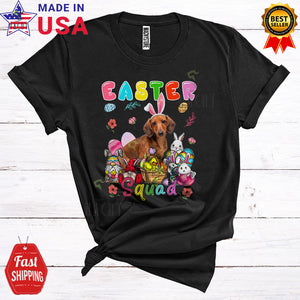 MacnyStore - Easter Squad Cute Funny Easter Day Gnomes Dachshund Wearing Bunny Ears Egg Hunt Lover T-Shirt