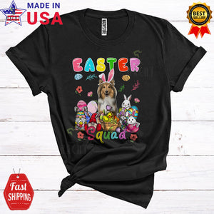 MacnyStore - Easter Squad Cute Funny Easter Day Gnomes Shetland Sheepdog Wearing Bunny Ears Egg Hunt Lover T-Shirt