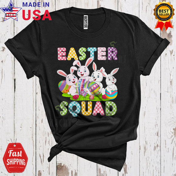 MacnyStore - Easter Squad Cute Happy Easter Day Colorful Plaid Bunny Rabbit Squad Egg Hunt Family Group T-Shirt
