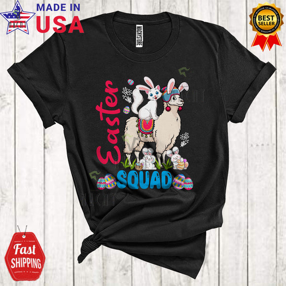 MacnyStore - Easter Squad Funny Cool Easter Day Egg Hunting Bunny Cat Riding Llama Animal Lover T-Shirt