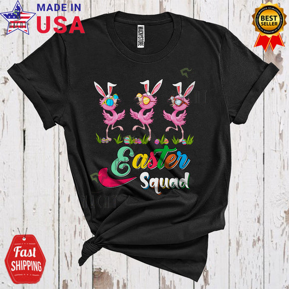 MacnyStore - Easter Squad Funny Cute Easter Day Three Bunny Flamingos Wearing Sunglasses Animal Lover T-Shirt