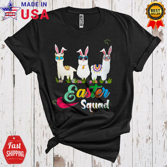 MacnyStore - Easter Squad Funny Cute Easter Day Three Bunny Llamas Wearing Sunglasses Animal Lover T-Shirt