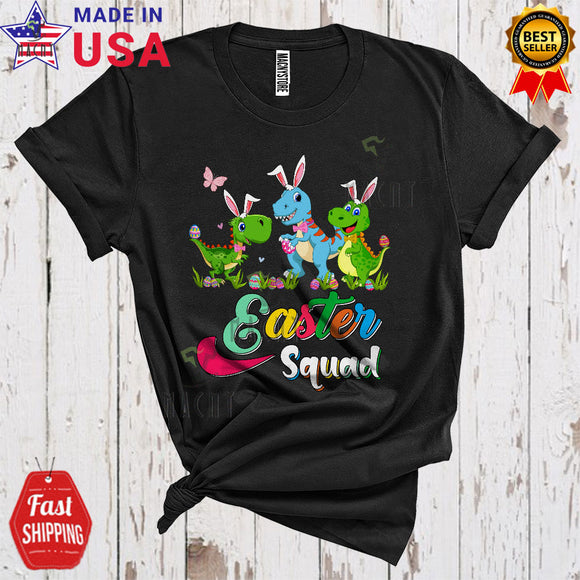 MacnyStore - Easter Squad Funny Cute Easter Day Three Bunny T-Rex Dinosaurs Wearing Sunglasses Lover T-Shirt