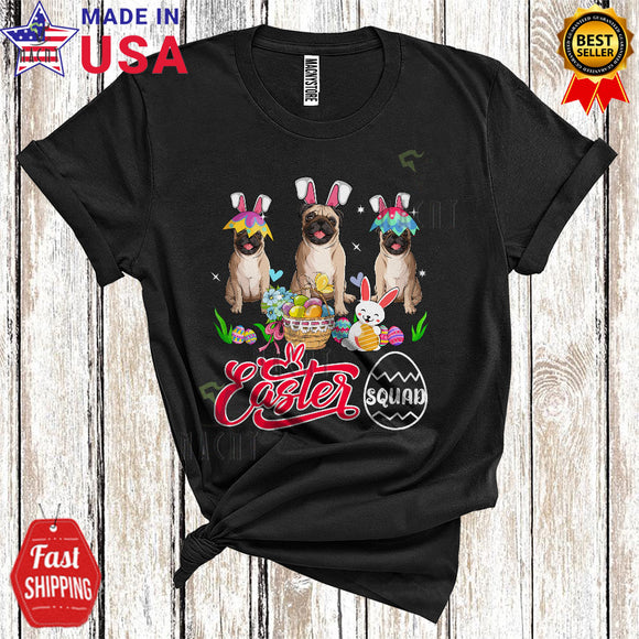 MacnyStore - Easter Squad Funny Happy Easter Day Three Bunny Pug Dogs Easter Egg Hunt Group T-Shirt