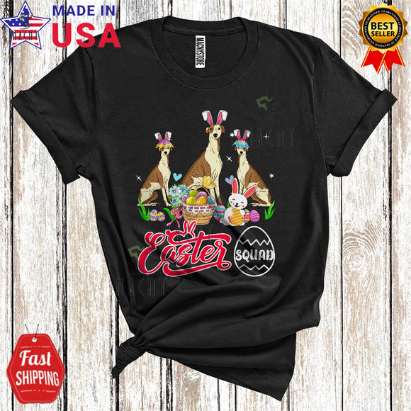 MacnyStore - Easter Squad Funny Happy Easter Day Three Bunny Whippet Dogs Easter Egg Hunt Group T-Shirt