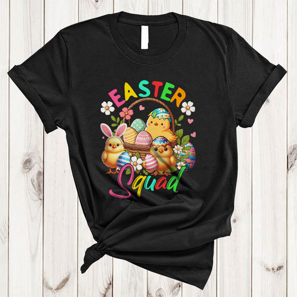 MacnyStore - Easter Squad, Adorable Easter Day Chick In Easter Egg Basket, Matching Eggs Hunt Group T-Shirt