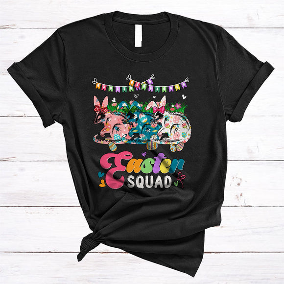 MacnyStore - Easter Squad, Adorable Easter Day Three Flowers Opossum, Matching Egg Hunting Family Group T-Shirt
