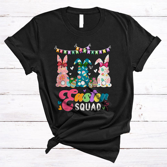 MacnyStore - Easter Squad, Adorable Easter Day Three Flowers, Matching Egg Hunting Family Group T-Shirt