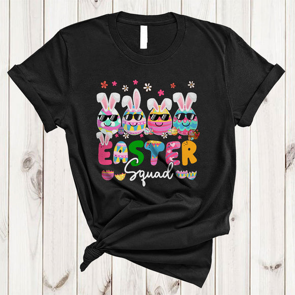 MacnyStore - Easter Squad, Adorable Four Easter Bunny Eggs Sunglasses, Matching Family Group T-Shirt
