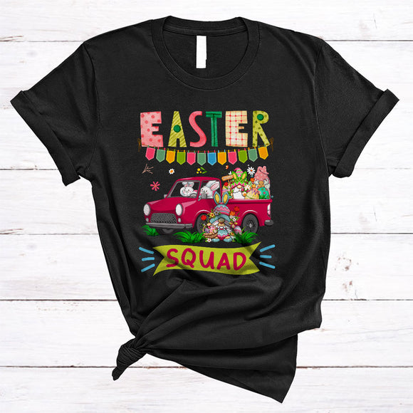 MacnyStore - Easter Squad, Awesome Easter Day Gnome On Pickup Truck, Bunny Egg Hunting Group T-Shirt