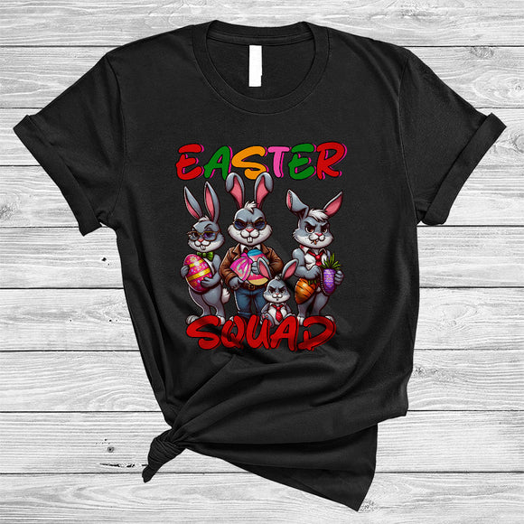 MacnyStore - Easter Squad, Awesome Easter Day Three Bunnies Hunting, Carrots Eggs Hunting Group T-Shirt