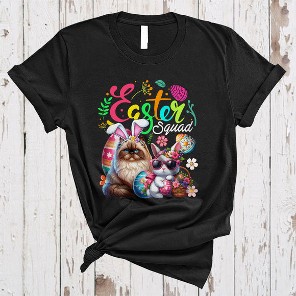 MacnyStore - Easter Squad, Colorful Bunny Sunglasses Himalayan Cat Flowers, Matching Egg Hunting Group T-Shirt