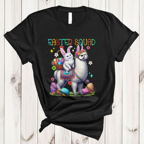 MacnyStore - Easter Squad, Lovely Easter Bunny Easter Bunny Cat Riding Llama Animal, Egg Hunting Lover T-Shirt