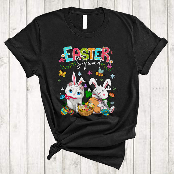 MacnyStore - Easter Squad, Lovely Easter Day Bunny Cat With Easter Egg Basket, Animal Lover Egg Hunt T-Shirt